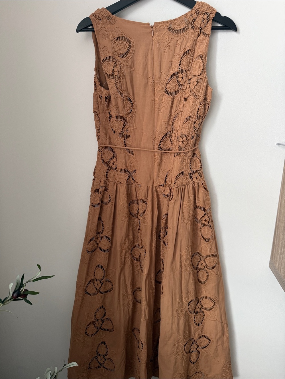 Anne Klein Sleeveless Embroidered Midi Dress in Tan - Picture 7 of 15